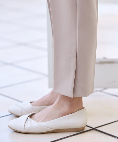 【ストレッチジョーゼット】 スリットテーパードパンツ
