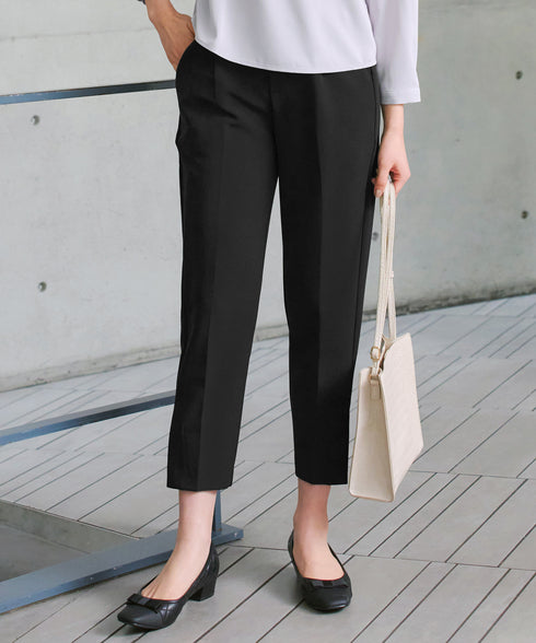 【ストレッチジョーゼット】 スリットテーパードパンツ