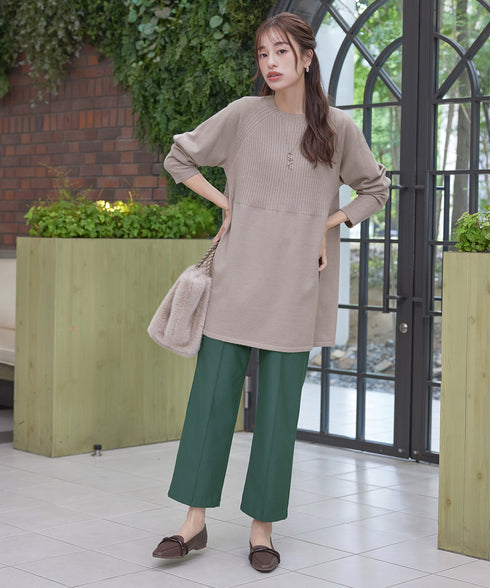 スフレ起毛ピンタックワイドパンツ