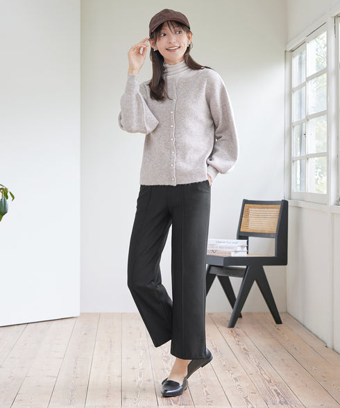 スフレ起毛ピンタックワイドパンツ