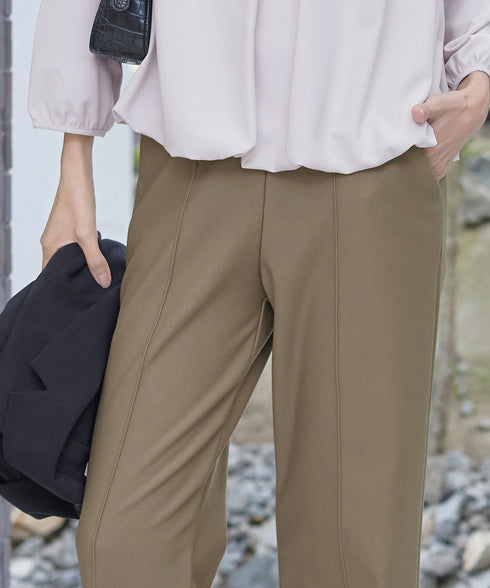スフレ起毛ピンタックワイドパンツ