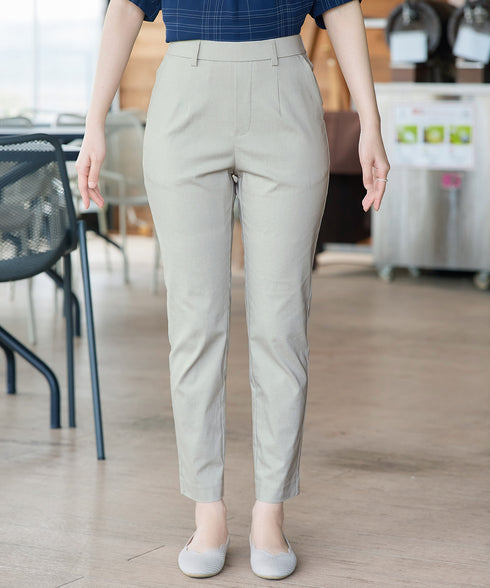 麻混ストレッチテーパードパンツ