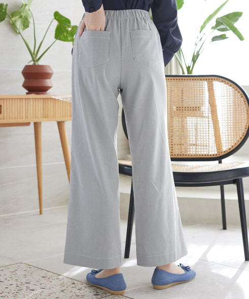 ストライプストレッチワイドパンツ