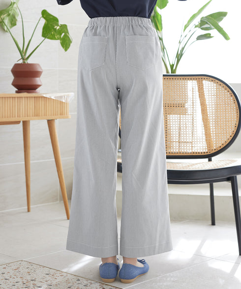 ストライプストレッチワイドパンツ