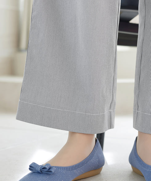 ストライプストレッチワイドパンツ
