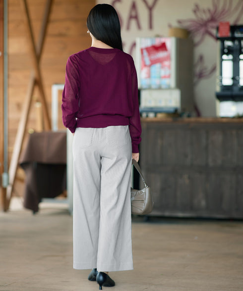 ストライプストレッチワイドパンツ