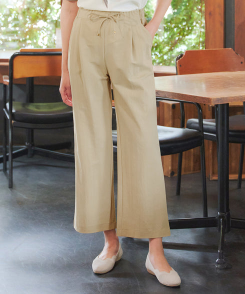 綿混リンクル加工ワイドパンツ