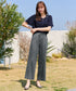 綿混リンクル加工ワイドパンツ
