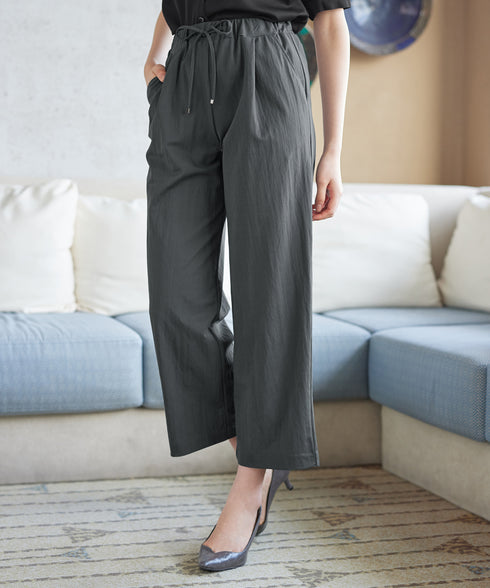 綿混リンクル加工ワイドパンツ