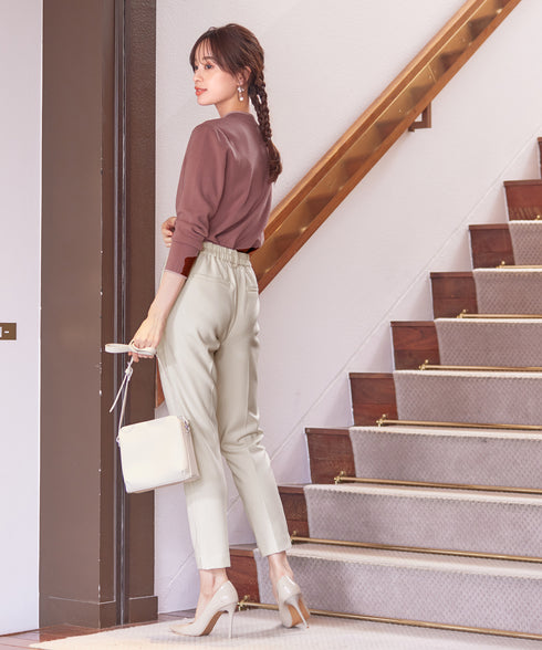 【安田美沙子さん着用】T/R両面起毛ストレッチパンツ