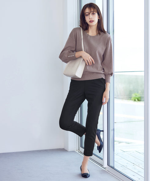 【安田美沙子さん着用】T/R両面起毛ストレッチパンツ