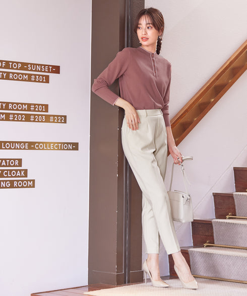 【安田美沙子さん着用】T/R両面起毛ストレッチパンツ