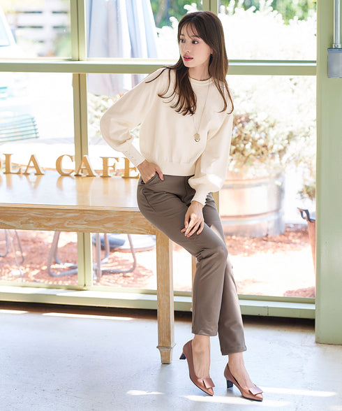 【安田美沙子さん着用・新色追加・日本製】すふれ起毛ストレートパンツ