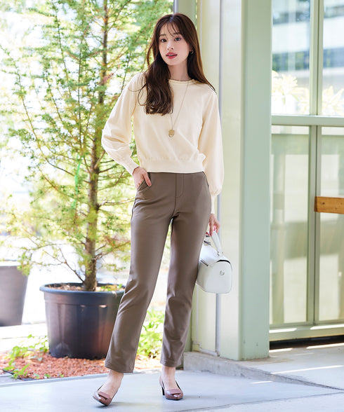 【安田美沙子さん着用・新色追加・日本製】すふれ起毛ストレートパンツ