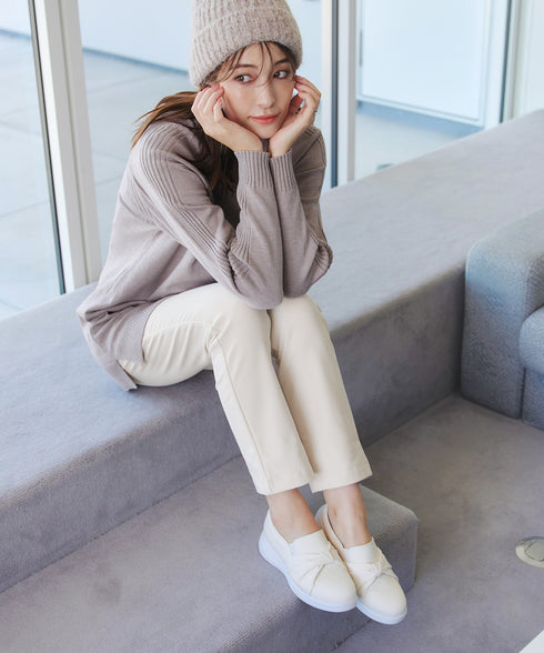 【安田美沙子さん着用・新色追加・日本製】すふれ起毛ストレートパンツ