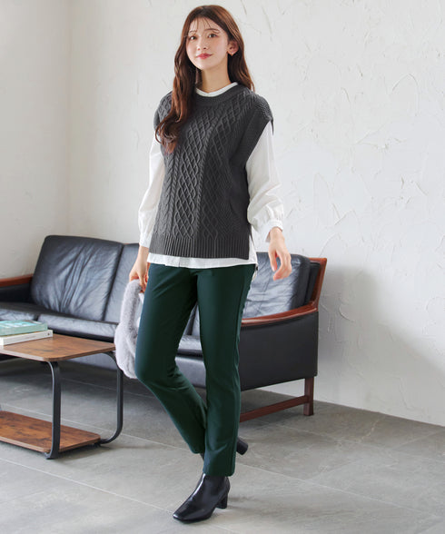 【安田美沙子さん着用・新色追加・日本製】すふれ起毛ストレートパンツ