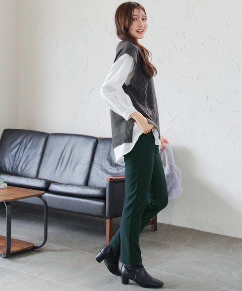 【安田美沙子さん着用・新色追加・日本製】すふれ起毛ストレートパンツ