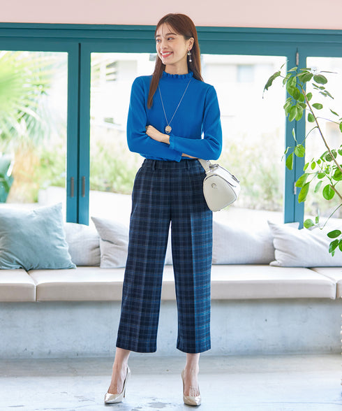 【安田美沙子さん着用】起毛チェック柄ワイドパンツ