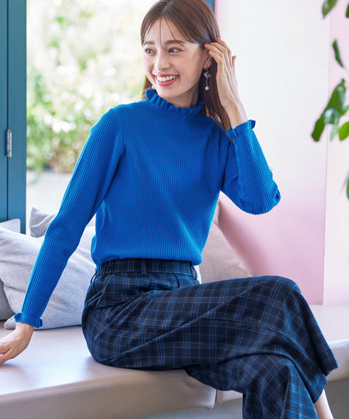 【安田美沙子さん着用】起毛チェック柄ワイドパンツ