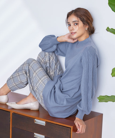 【安田美沙子さん着用】起毛チェック柄ワイドパンツ