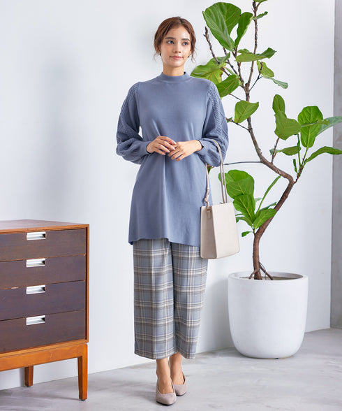 【安田美沙子さん着用】起毛チェック柄ワイドパンツ