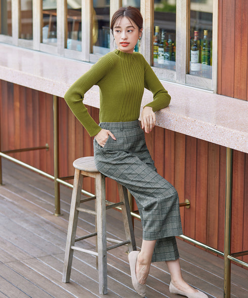 【安田美沙子さん着用】起毛チェック柄ワイドパンツ