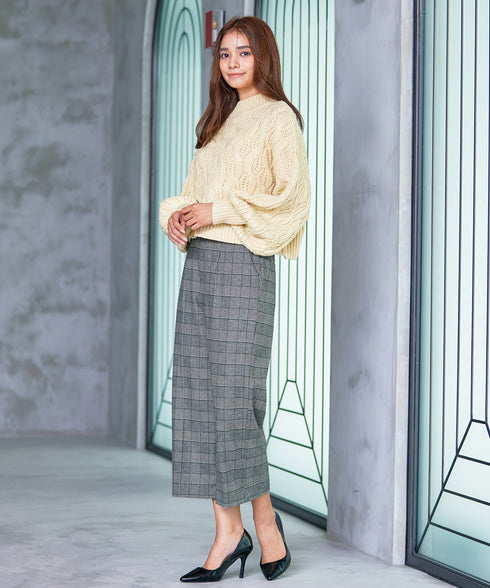 【安田美沙子さん着用】起毛チェック柄ワイドパンツ