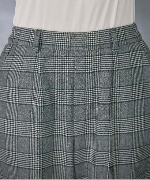 【安田美沙子さん着用】起毛チェック柄ワイドパンツ