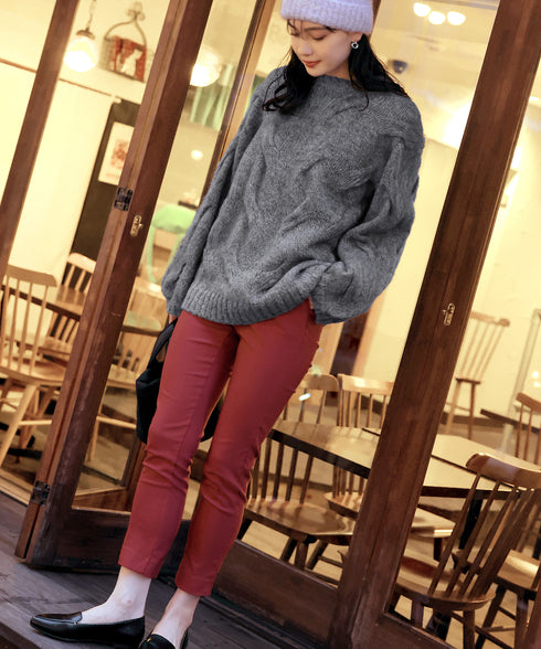 【クリアランスセール】裏起毛ストレッチテーパードパンツ