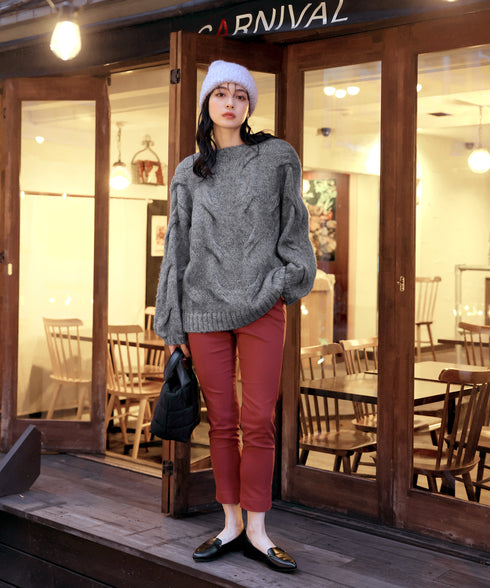 【クリアランスセール】裏起毛ストレッチテーパードパンツ