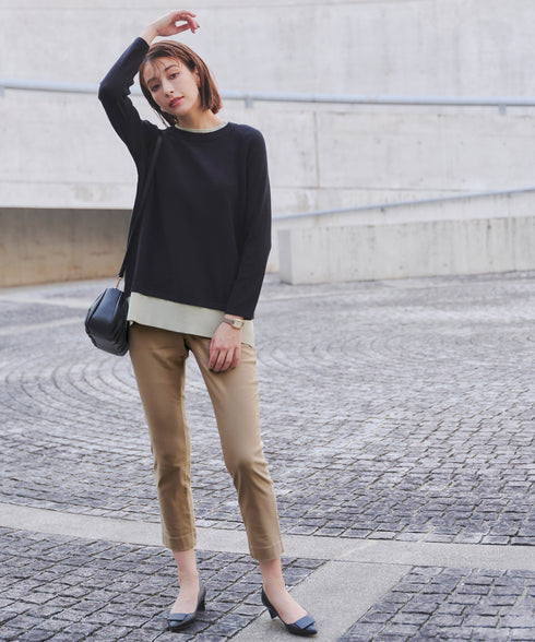 【クリアランスセール】裏起毛ストレッチテーパードパンツ