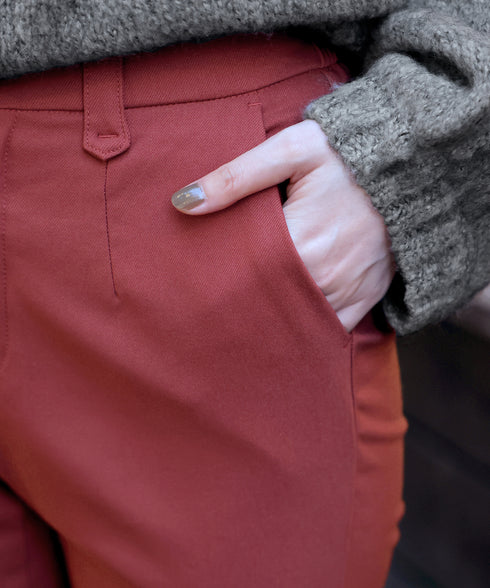 【クリアランスセール】裏起毛ストレッチテーパードパンツ