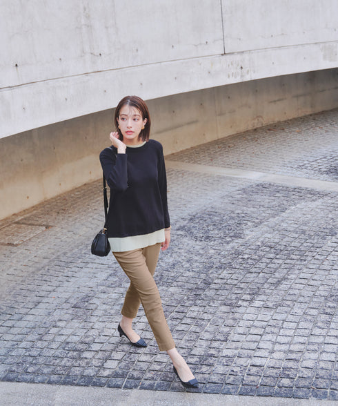 【クリアランスセール】裏起毛ストレッチテーパードパンツ