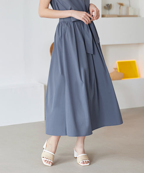 【トップス&スカートセット】ストレッチタフタセットアップ