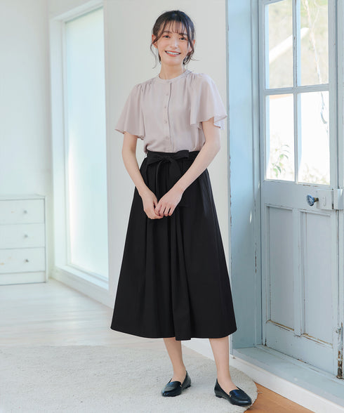 【トップス&スカートセット】ストレッチタフタセットアップ