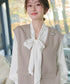 【ブラウス&ベスト&パンツ3点セット】リボンタイブラウス+ベスト付き 3点セットアップ
