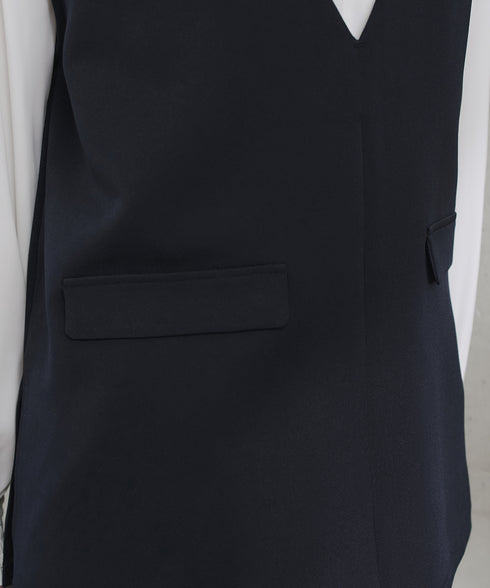 【ブラウス&ベスト&パンツ3点セット】リボンタイブラウス+ベスト付き 3点セットアップ