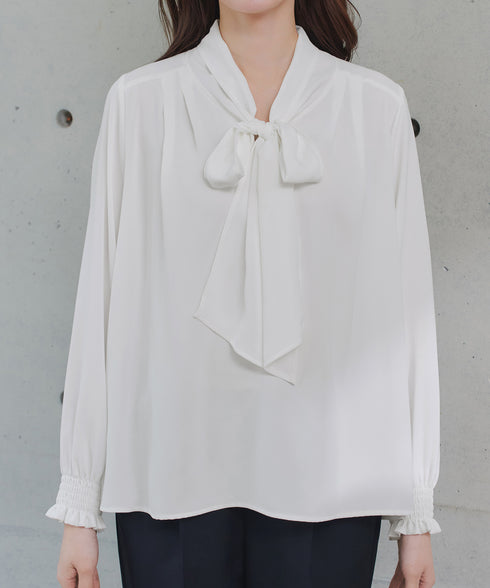 【ブラウス&ベスト&パンツ3点セット】リボンタイブラウス+ベスト付き 3点セットアップ