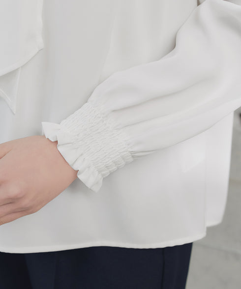 【ブラウス&ベスト&パンツ3点セット】リボンタイブラウス+ベスト付き 3点セットアップ