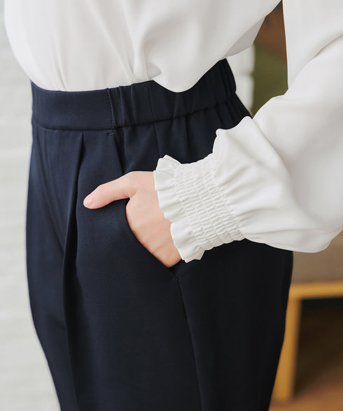 【ブラウス&ベスト&パンツ3点セット】リボンタイブラウス+ベスト付き 3点セットアップ