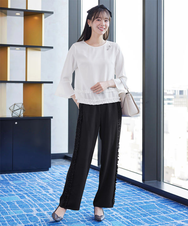 【ブラウス×パンツ2点セ2点ット】フリルデザインセットアップ