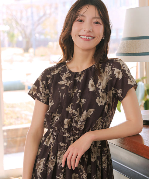 【2点セット】ニットボレロ+花柄ワンピースセット