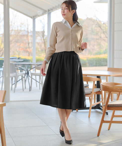 【2点セット】ニットボレロ+花柄ワンピースセット