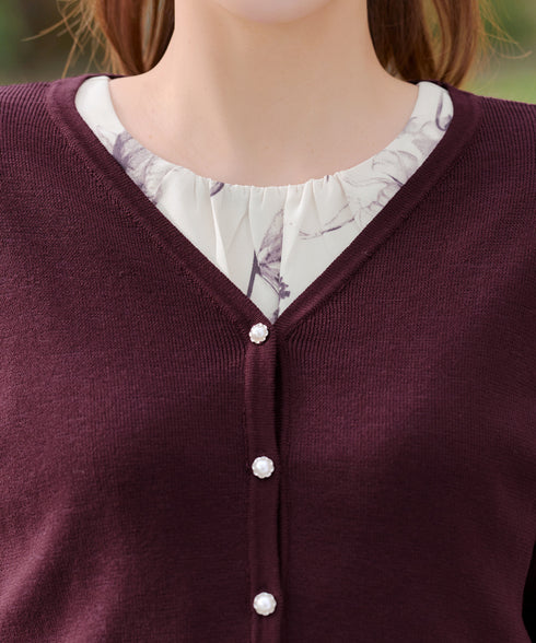 【2点セット】ニットボレロ+花柄ワンピースセット