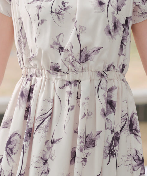 【2点セット】ニットボレロ+花柄ワンピースセット