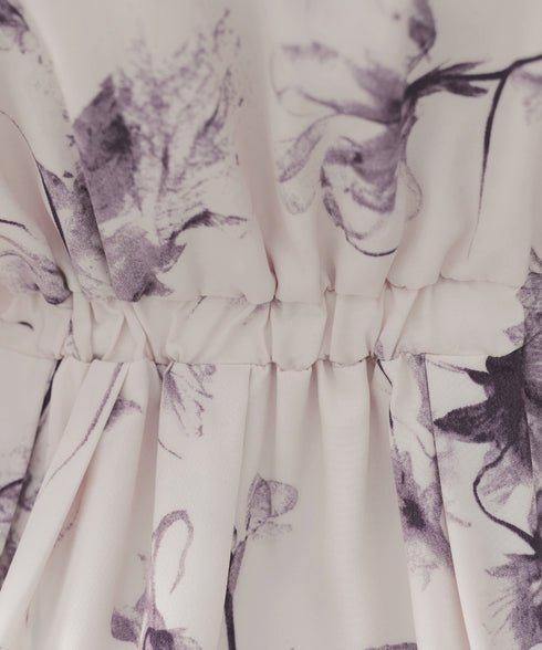 【2点セット】ニットボレロ+花柄ワンピースセット