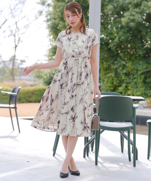 【2点セット】ニットボレロ+花柄ワンピースセット