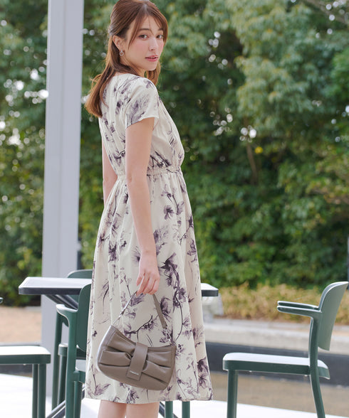 【2点セット】ニットボレロ+花柄ワンピースセット