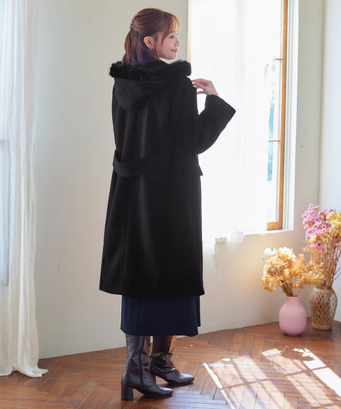 2WAYフード付きフェイクウールコート