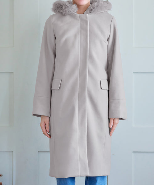 2WAYフード付きフェイクウールコート